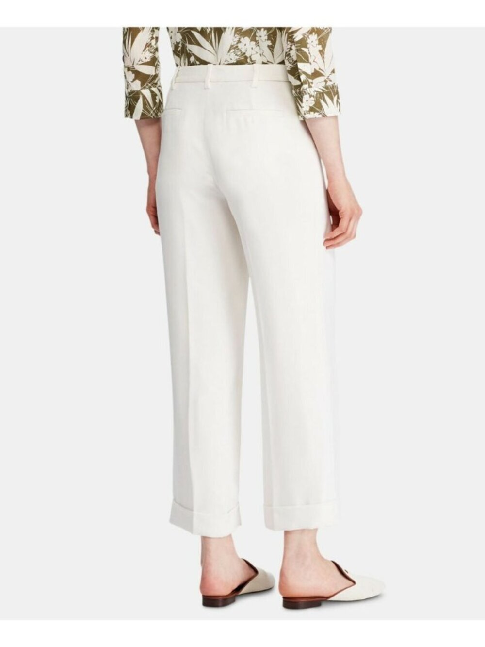 Lauren Ralph Lauren Womens 10 Wide-Leg Cropped Pant In Winter Cream NWT $165 - Picture 3 of 4